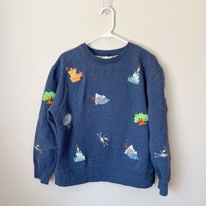 Disney Parks Disney World Rare Blue Embroidered Ride Icon Sweatshirt Size Medium